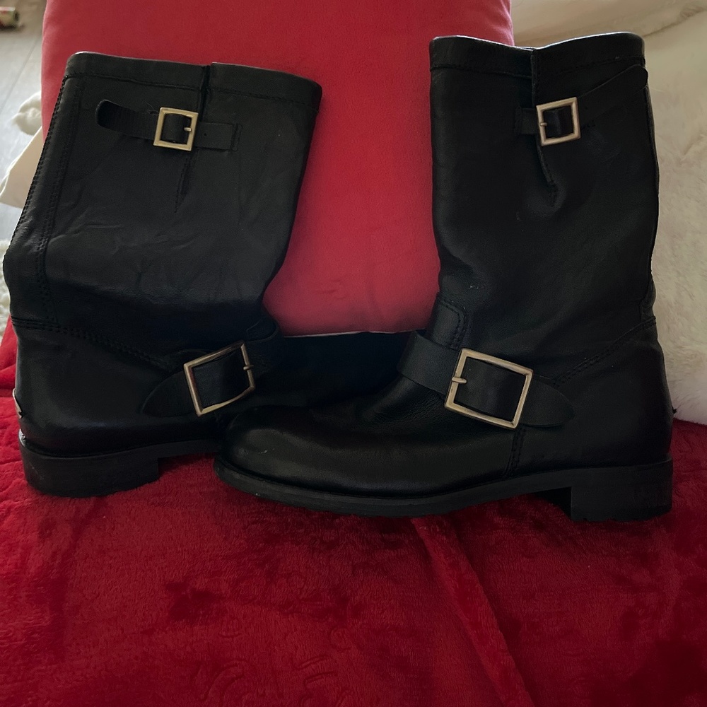 Jimmy Choo Leather Short Biker Boots.